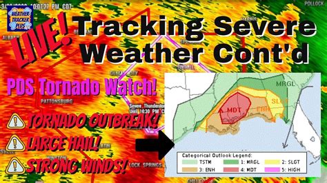 Live Tornado Outbreak Pds Tornado Watch Moderate Risk For Severe Weather Winter Storm