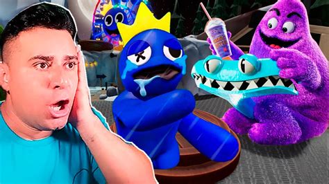 AZUL BABÃO vs GRIMACE SHAKE NO RAINBOW FRIENDS Monstro VERMELHO MALVADO