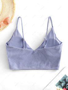 47 OFF 2022 ZAFUL Ribbed Cropped Bikini Top In LAVENDER BLUE ZAFUL