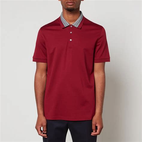 Ferragamo Mens Gancini Collar Pique Polo Shirt Pomegranate Coggles