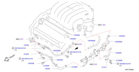 2022 Nissan Altima Engine Coolant Bypass Pipe - 14053-ZA000 - Genuine Nissan Part