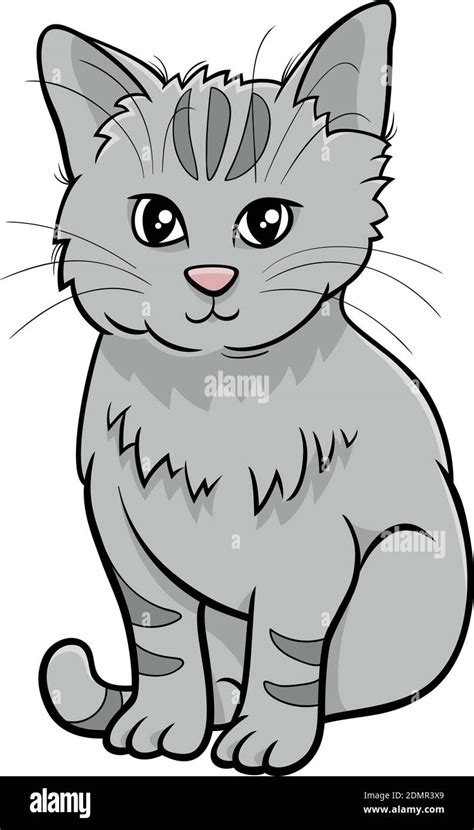 Ilustraci N De Dibujos Animados De Lindo Gato Gris Personaje De C Mic