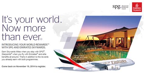 Starwood Preferred Guest SPG Emirates Your World Rewards