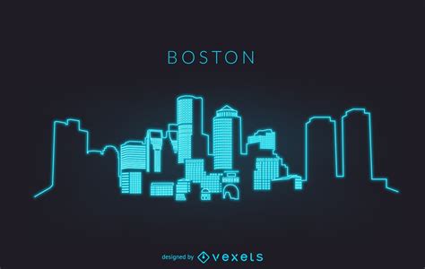 Neon Boston Skyline Silhouette Vector Download