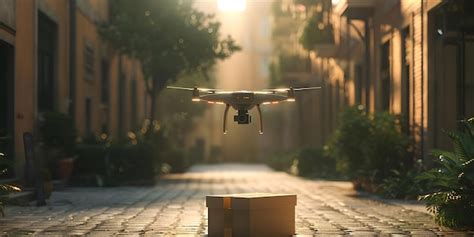 Premium Photo A Drone Delivering A Package In An Urban Setting