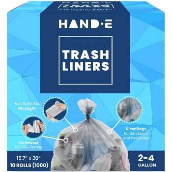 Hand-e Small Trash Can Liners, 100 Count - 4 Gallon Garbage Liners - 22 ...