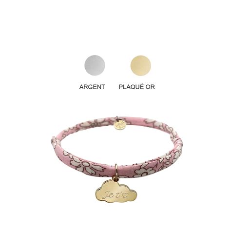 Bracelet Personnalis Nuage Grav Sur Cordon Liberty Au Choix