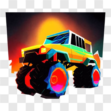 T L Charger Camion Monstre Vibrant Avec De Grandes Roues Png En Ligne