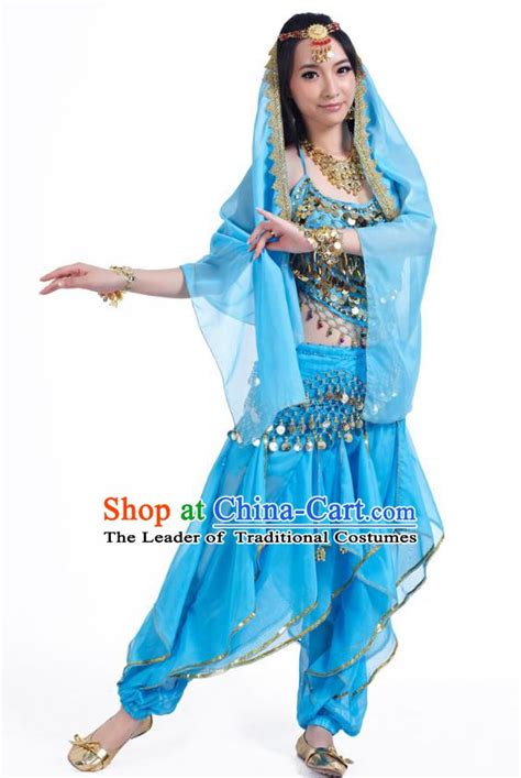 Indian Belly Dance Costume Oriental Dance Blue Dress India Raks Sharki