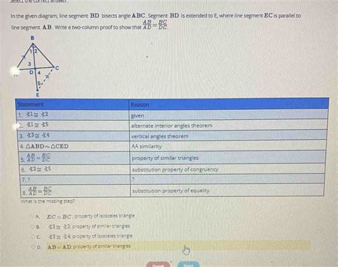 Solved Serecre Correctanswer In The Given Diagram Line Segment BD