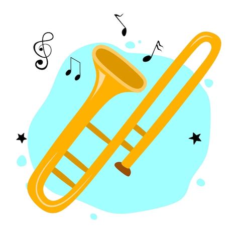 Premium Vector Hand Drawn Cute Trumpet In Cartoon Style