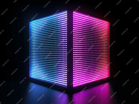 Premium Photo Frame Of Led Pixel Cube Sign With A Cube Shaped Board