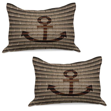 Anchor Knitted Quilt Pillowcover Set Of 2 Digital Nautical Anchor On