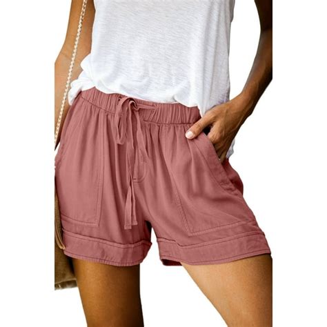 Kissmoda Womens Shorts Casual Comfy Drawstring Shorts Plain Elastic