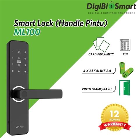 Jual Smart Door Lock Handle ZKTeco ML100 Gagang Pintu Kunci Otomatis