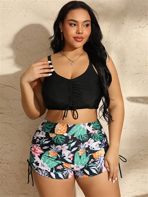 Tankini De Talla Grande Para Mujer Conjunto De Bikini Sexy Ba Ador De Dos Piezas De