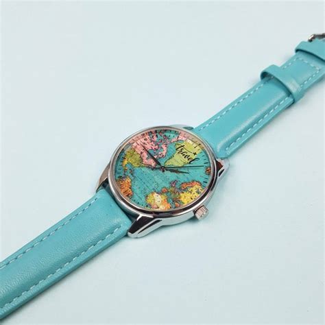 Travelers Wrist Watch World Map Wrist Watch Earth Globe Etsy