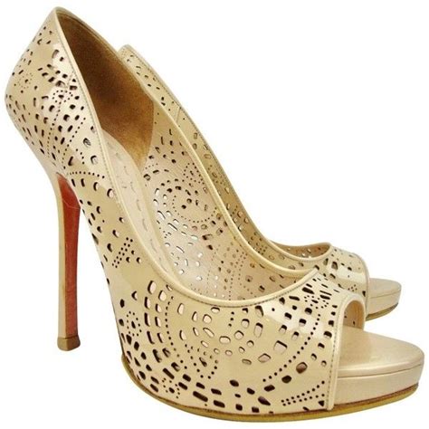 Nude Patent Leather Peep Toe Pumps