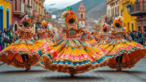 Festival De Carnaval Bailarina Latina De Trajes Tradicionales Y Vista