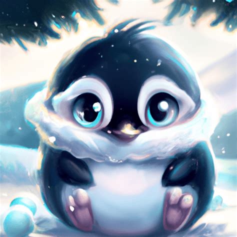 Kawaii Cute Fluffy Pinguin Graphic Creative Fabrica