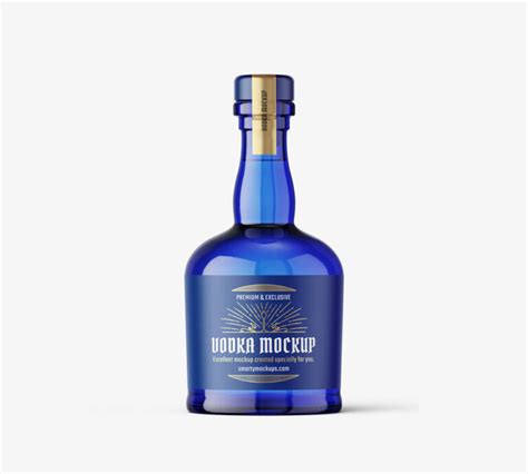 Free Blue Vodka Bottle Mockup Mockuptree