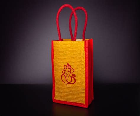 Mini Jute Bag With Ganesha Print Return Gifts Online Athulyaa