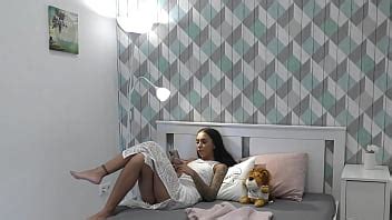 Super Hot Brunette Babe In A White Night Dress No Panties Teases A Big Cock Guy By Her Hands