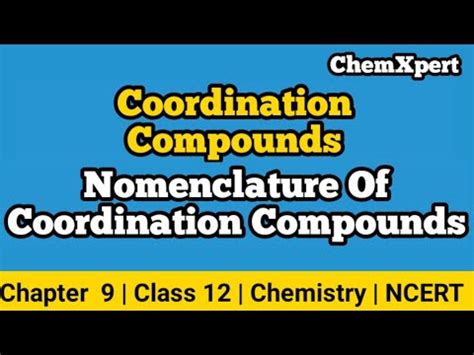 Nomenclature Of Coordination Compounds Chapter 9 Class 12