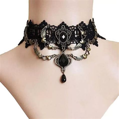 Gargantilha De Renda Maxi Colar Gótico Choker Vintage MercadoLivre