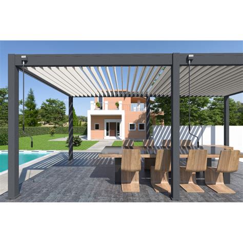 Pergola bioclimatique autoportée Ombréa en aluminium 3x6 M