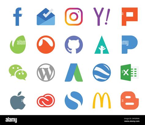 20 Social Media Icon Pack Including Excel Adwords Github Cms