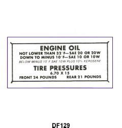 Glove Box Tire Pressure Oil Decal Interior Decals