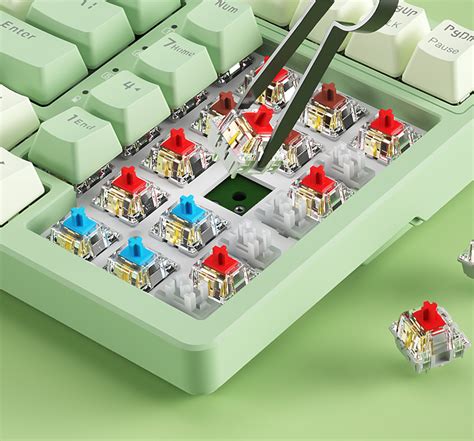 BOW G120D Hot Plug Dual Mode Wireless Bluetooth Mechanical Keyboard External Ipad Laptop Tea