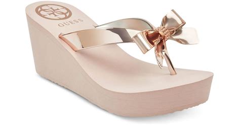 Guess Siarra Flip Flop Wedge Sandals In Pink Lyst