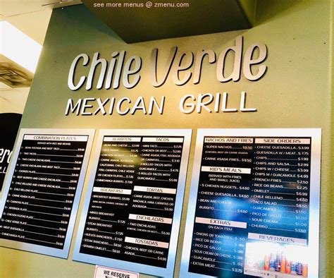 Menu At Chile Verde Restaurant Las Vegas