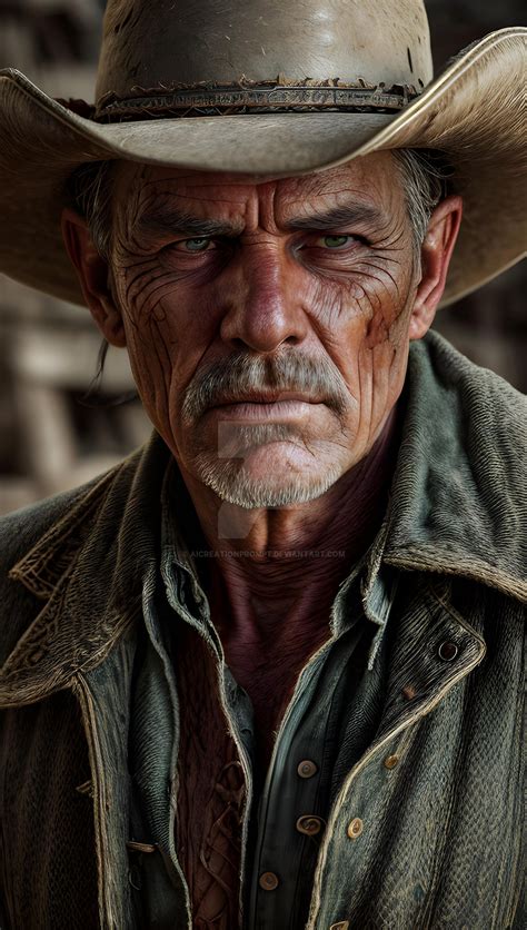 Portrait of a handsome old cowboy by AiCreationPrompt on DeviantArt