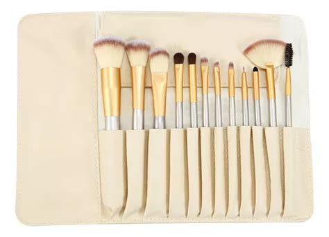 Set Brochas Maquillaje X12 Piezas Silver Estuche A219 12