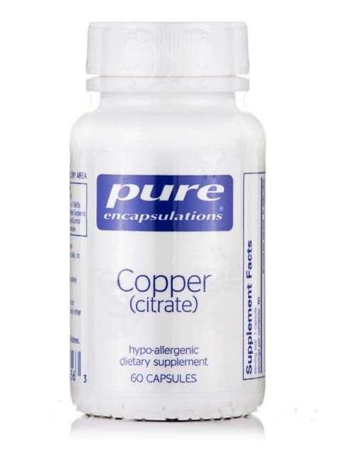 Медь Цитрат Pure Encapsulations (Copper Citrate) 60 капсул купить в ...