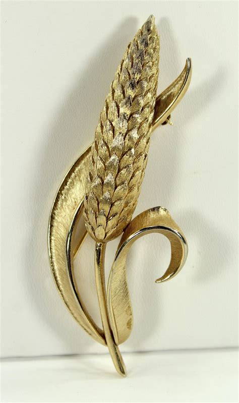 Trifari Wheat Brooch Large Gold Tone Pin Signed Vintage Etsy In 2022