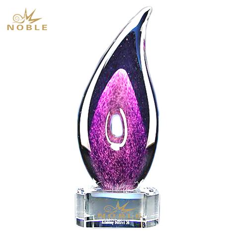 High Quality Custom Hand Blown Purple Art Glass Trophy - Buy Purple Art Glass Trophy, Crystal ...