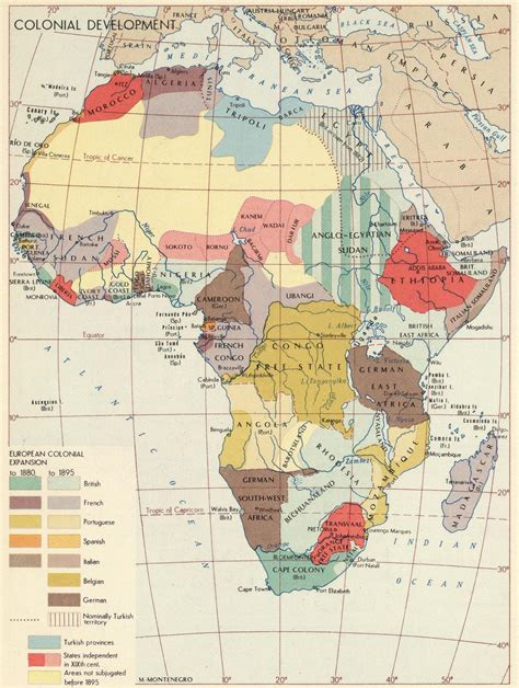 map  africa showing colonial developments