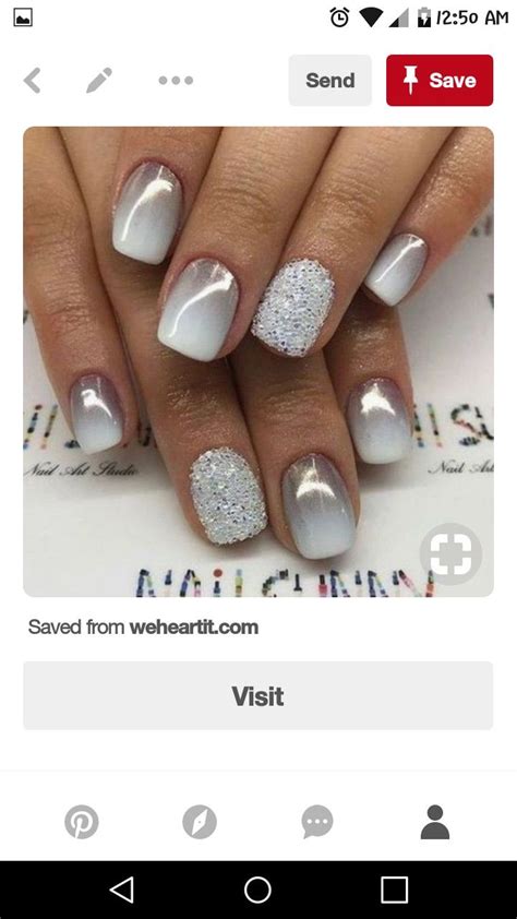 Silver And White Ombre Nails With Light Silver Glitter Ombre Nails Glitter Ombre Nails