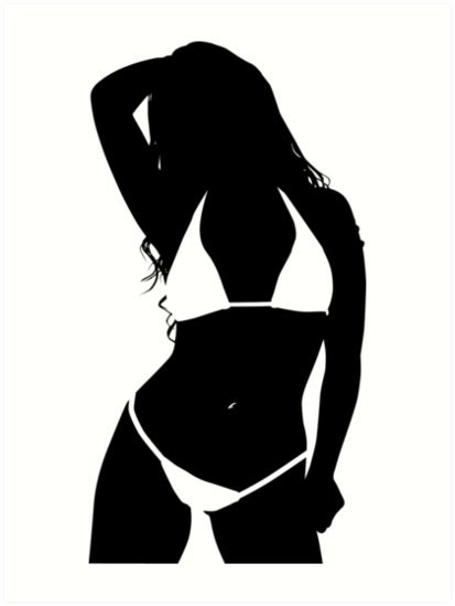 Bikini Model Silhouette Art Print By Sandpiperdesign Redbubble