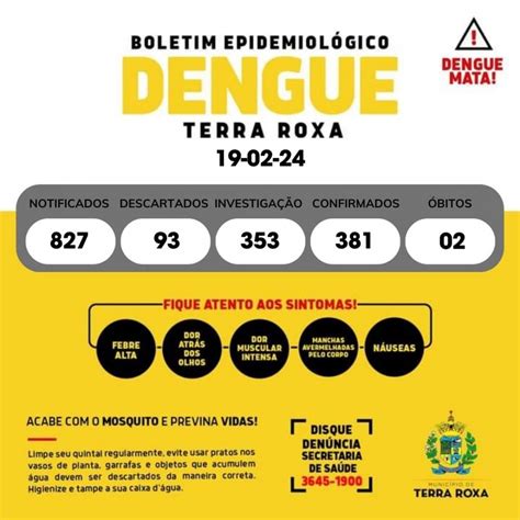 Município de Terra Roxa divulga boletim epidemiológico da dengue