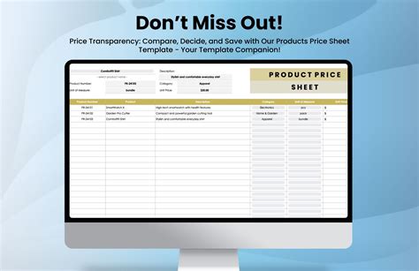 Products Price Sheet Template in Excel, Google Sheets - Download | Template.net