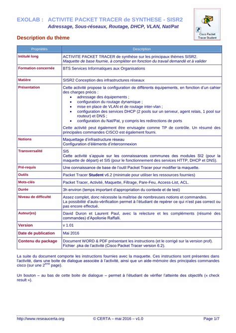 Pdf Adressage Sous R Seaux Routage Dhcp Vlan Principales