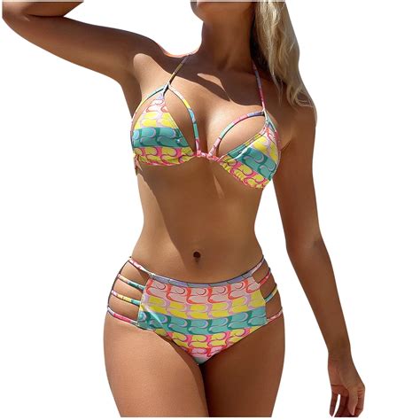 Penkiiy Women Brazilian Bikini Swimsuit Two Piece Tie Knot Bathing