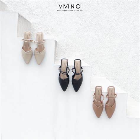 Jual Vivi Nici Blair Sandal Mules Wanita Hak Cm Shopee Indonesia