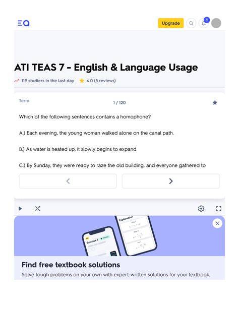 Solution Ati Teas English Language Usage Flashcards Plus Pages