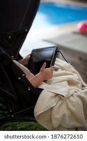 Naked Baby Holding Tablet Stroller Stock Photo Shutterstock